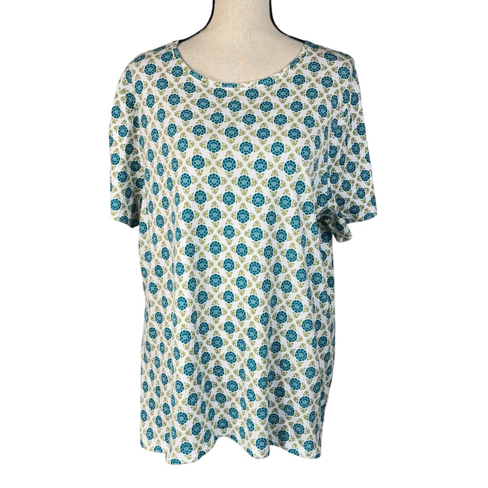 Croft & Barrow 1X-Large Classic Tee Shirt Top Geometric Stretch Short Sleeves